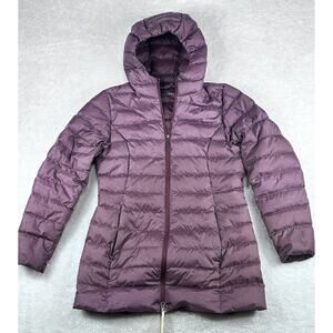 Eddie Bauer Jacket Womens M Maroon EB650 Down Puffer Full Zip Hooded Parka